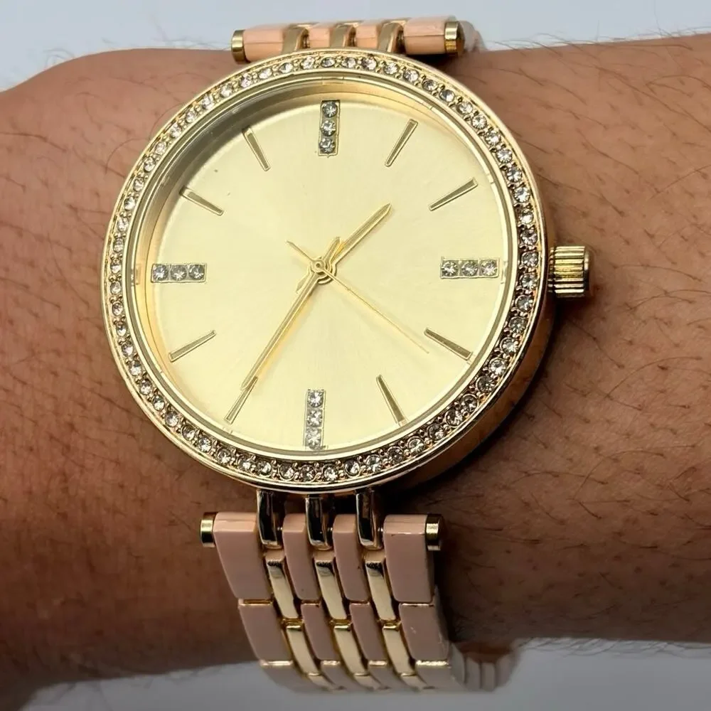 Gold & Pink Crystal Watch